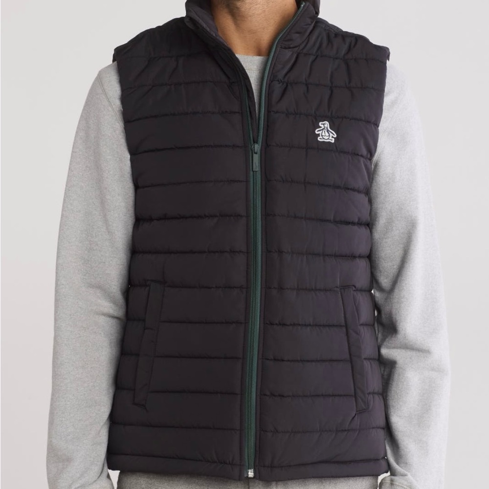 Original Penguin Men's Black Puffer Vest , water resistant XXL